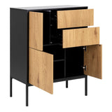 Seaford 3 Door 2 Drawer Sideboard in Black & Brown