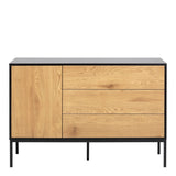Seaford 1 Door 3 Drawer Small Sideboard in Black & Brown