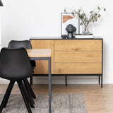 Seaford 1 Door 3 Drawer Small Sideboard in Black & Brown