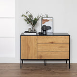 Seaford 1 Door 3 Drawer Small Sideboard in Black & Brown