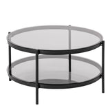 Bayonne Round Coffee Table with Smoked Glass Top in Black