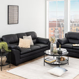Bayonne Round Coffee Table with Smoked Glass Top in Black