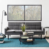 Bayonne Round Coffee Table with Smoked Glass Top in Black