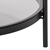Bayonne Round Coffee Table with Smoked Glass Top in Black