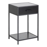 Seaford Bedside Table with 1 Drawer in Black & Brown