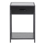 Seaford Bedside Table with 1 Drawer in Black & Brown