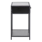 Seaford Bedside Table with 1 Drawer in Black & Brown