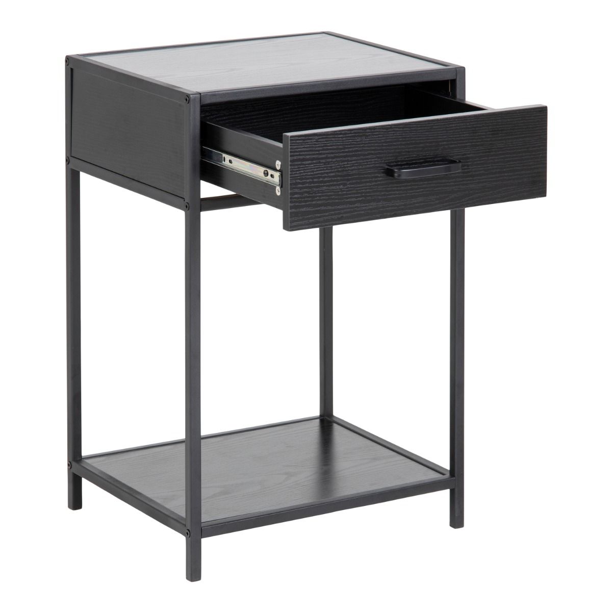 Seaford Bedside Table with 1 Drawer in Black & Brown