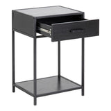 Seaford Bedside Table with 1 Drawer in Black & Brown