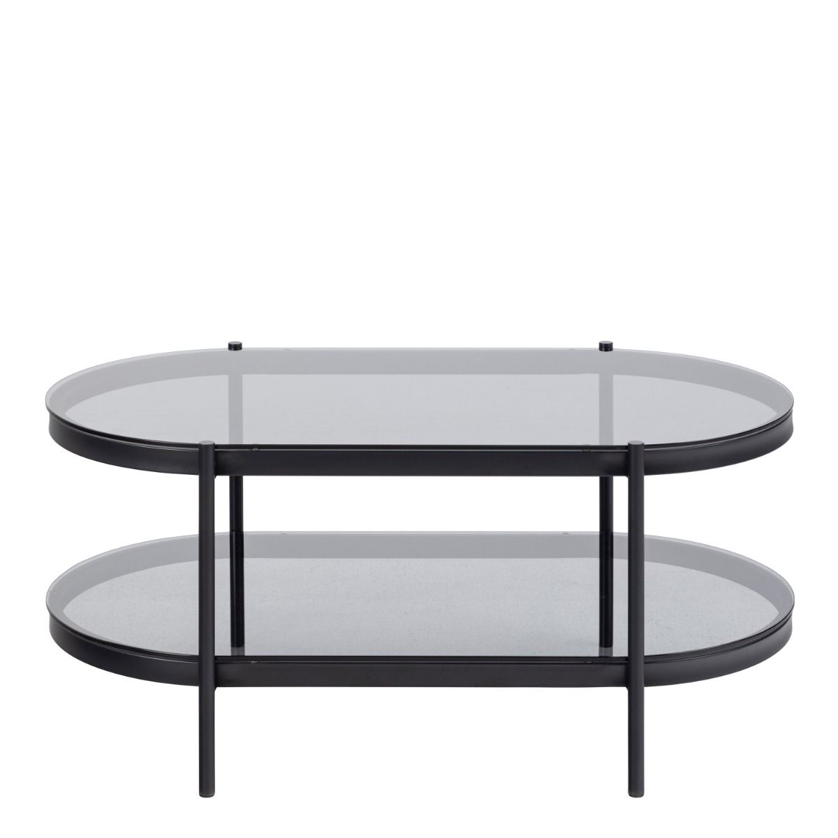 Bayonne Oval Coffee Table with Smoked Glass Top in Black