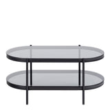 Bayonne Oval Coffee Table with Smoked Glass Top in Black