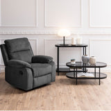 Bayonne Oval Coffee Table with Smoked Glass Top in Black
