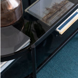 Bayonne Oval Coffee Table with Smoked Glass Top in Black