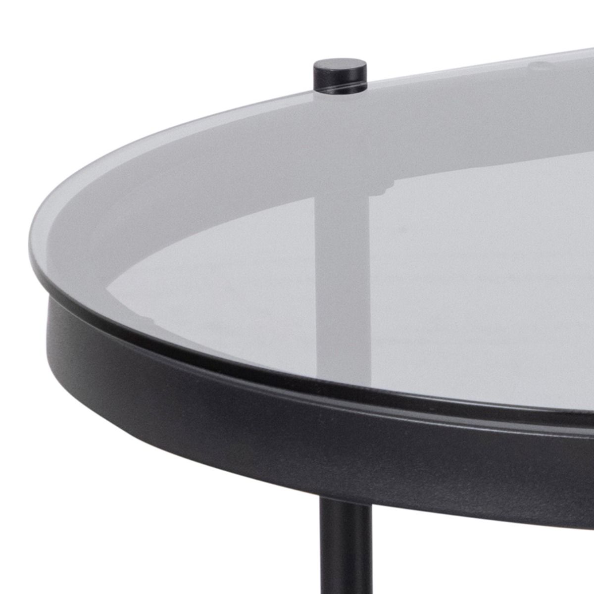 Bayonne Oval Coffee Table with Smoked Glass Top in Black
