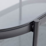 Bayonne Oval Coffee Table with Smoked Glass Top in Black