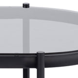 Bayonne Oval Coffee Table with Smoked Glass Top in Black