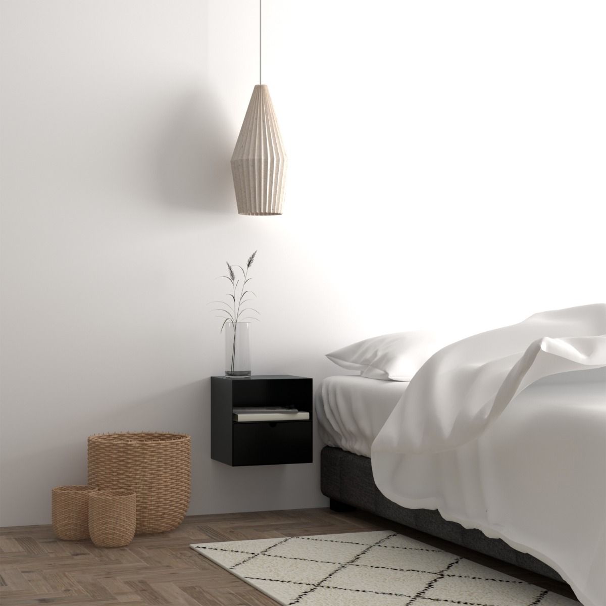 Joliet 1 Drawer Wall Mounted Bedside Table