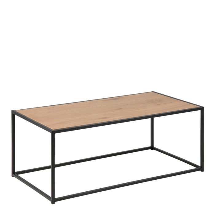Seaford Black Metal Coffee Table with Brown Top