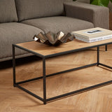 Seaford Black Metal Coffee Table with Brown Top