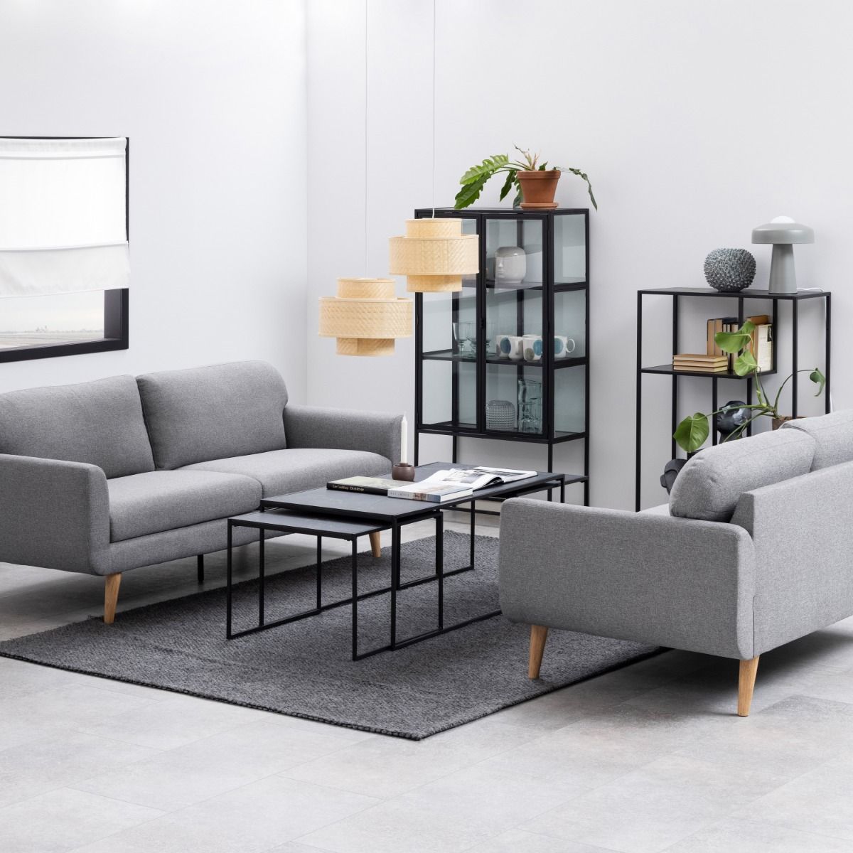 Infinity Square/Coffee Table Setin Matt Black Set of 3