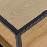 Randolf Square Coffee Table with 2 Shelves in Black and Brown