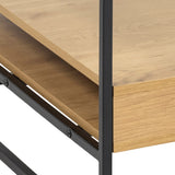 Randolf Square Coffee Table with 2 Shelves in Black and Brown