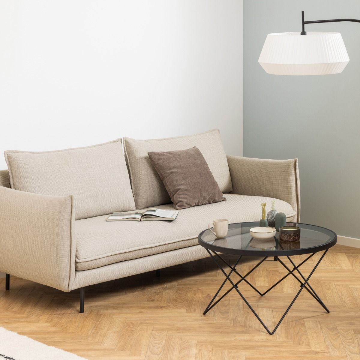 Cuxton Coffee Table in Black with Smoked Glass Top