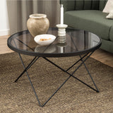 Cuxton Coffee Table in Black with Smoked Glass Top