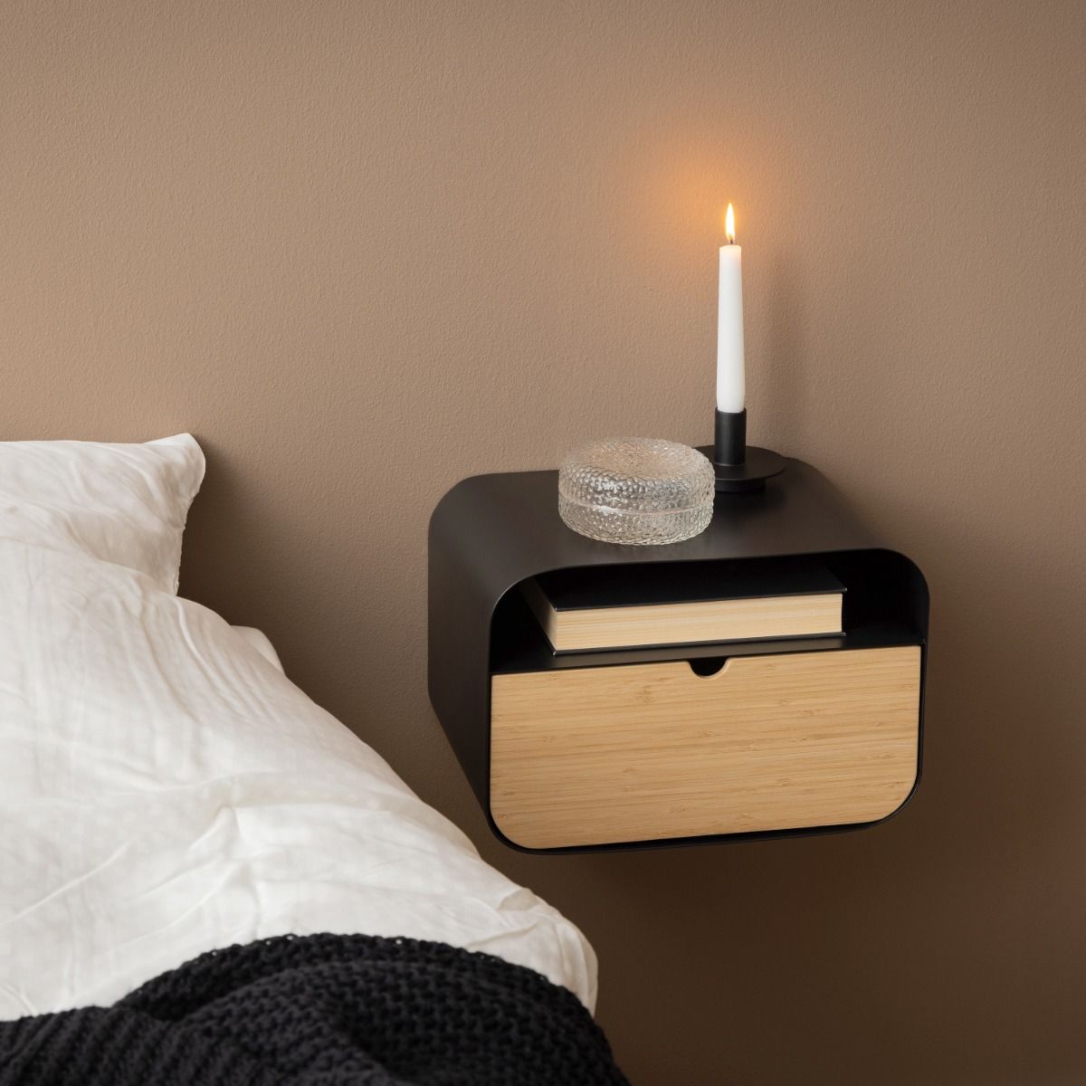 Joliet 1 Drawer Wall Mounted Bedside Table Oval