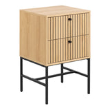 Albany 2 Drawer Bedside Table in Brown/Black Legs