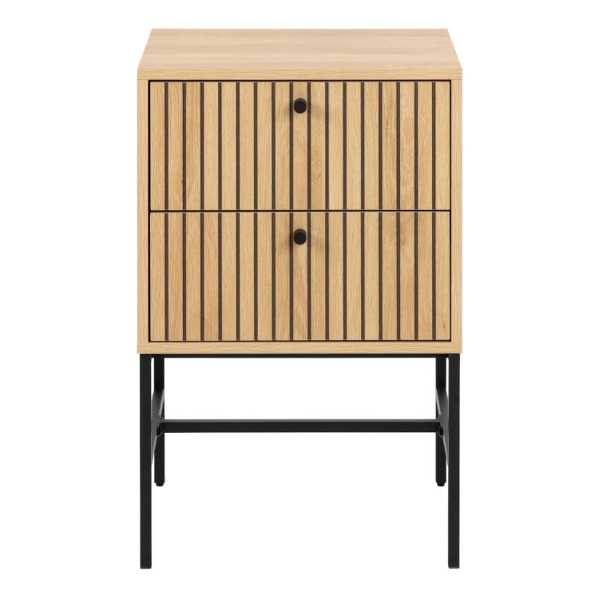 Albany 2 Drawer Bedside Table in Brown/Black Legs