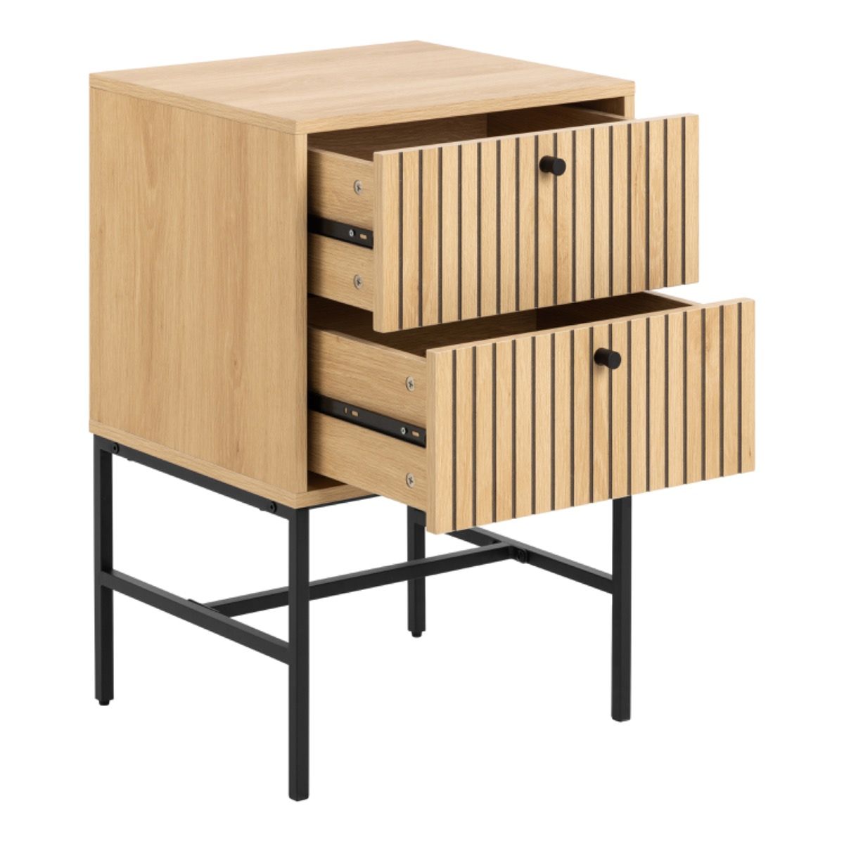 Albany 2 Drawer Bedside Table in Brown/Black Legs