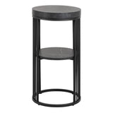 Strington Round Bedside Table 1 Shelf in Matt Black