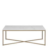 Alisma Coffee Table with White Marble Top & Brass Legs