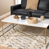 Alisma Coffee Table with White Marble Top & Brass Legs
