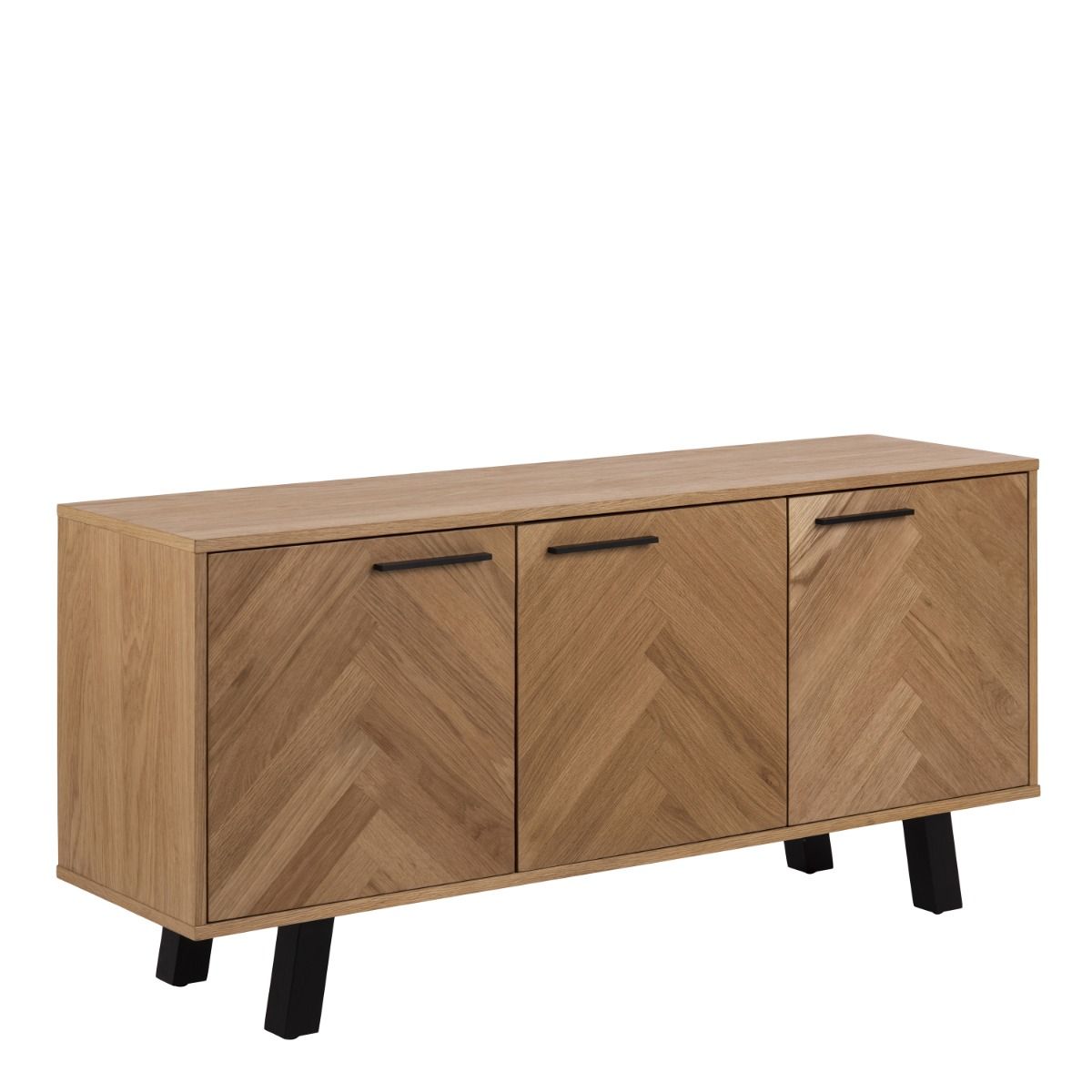 Brighton 3 Door Sideboard in Brown with Herringbone Effect