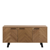 Brighton 3 Door Sideboard in Brown with Herringbone Effect