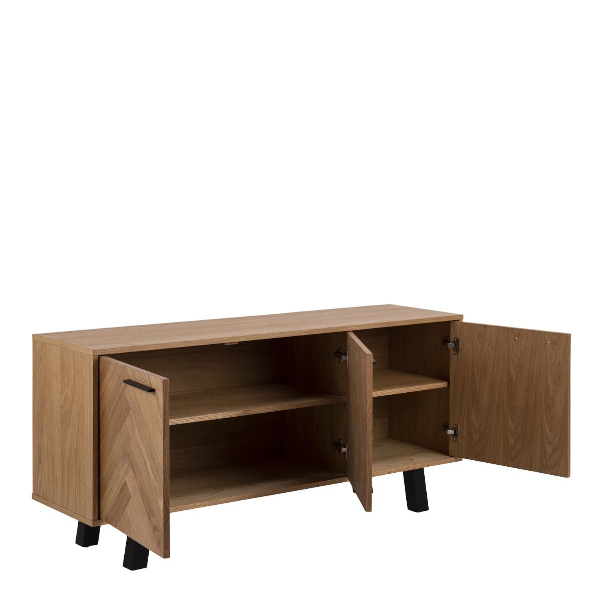 Brighton 3 Door Sideboard in Brown with Herringbone Effect