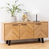 Brighton 3 Door Sideboard in Brown with Herringbone Effect