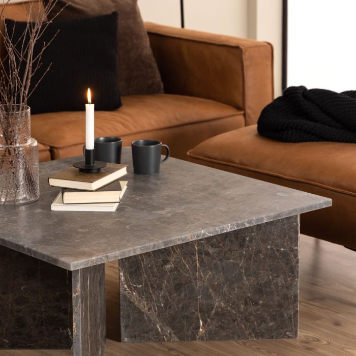 Vega Square Coffee Table with Marble Top 90cm