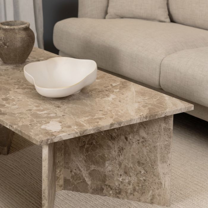 Vega Rectangular Coffee Table with Marble Top 140cm