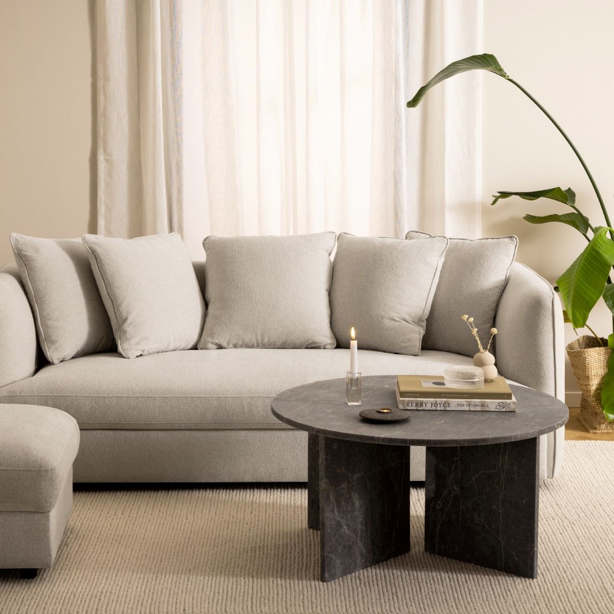 Vega Round Coffee Table with Marble Top 90cm