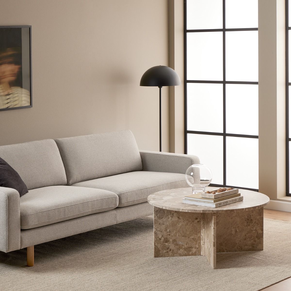 Vega Round Coffee Table with Marble Top 90cm