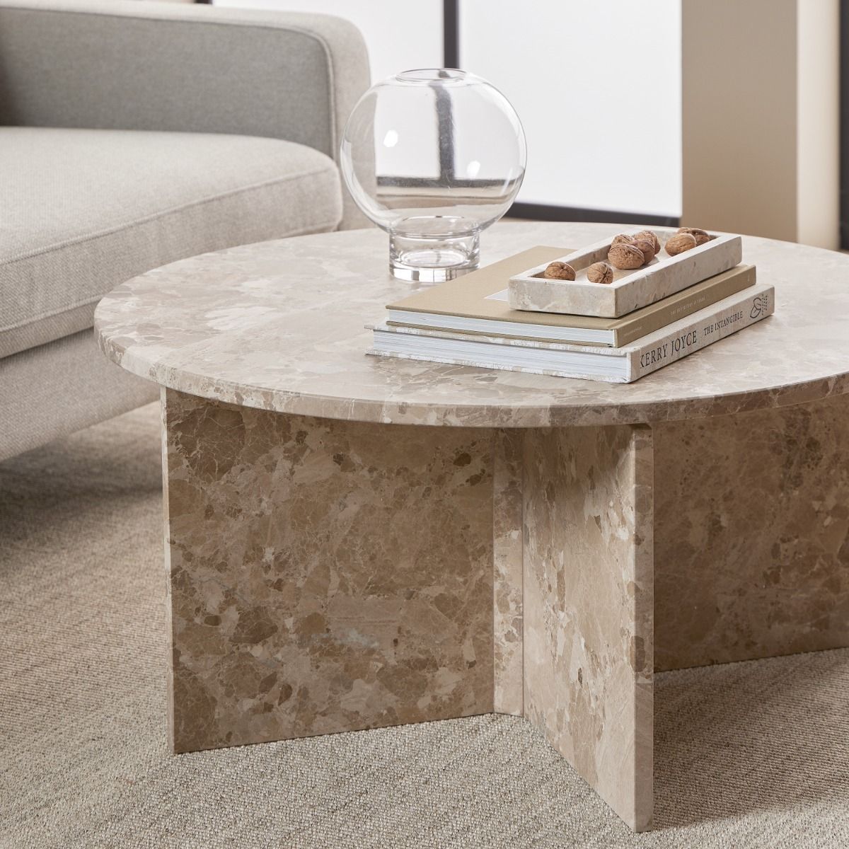 Vega Round Coffee Table with Marble Top 90cm