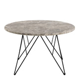 Prunus Round Coffee Table in Brown Marble and Matt Black Coated Steel Base 80x46.4cm