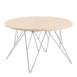 Prunus Round Coffee Table in Matt Beige and Chrome Steel Base 80x46.4cm