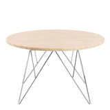 Prunus Round Coffee Table in Matt Beige and Chrome Steel Base 80x46.4cm