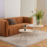 Prunus Round Coffee Table in Matt Beige and Chrome Steel Base 80x46.4cm