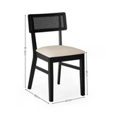 Annika Black Natural Fabric Rattan Back Dining Chairs