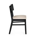 Annika Black Natural Fabric Rattan Back Dining Chairs